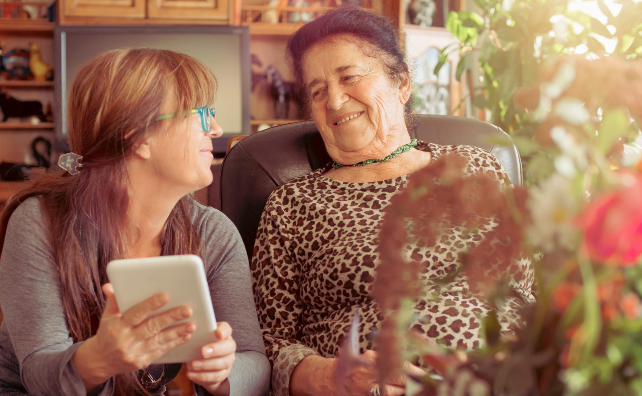 Senior living, Patient and caregiver spend time together