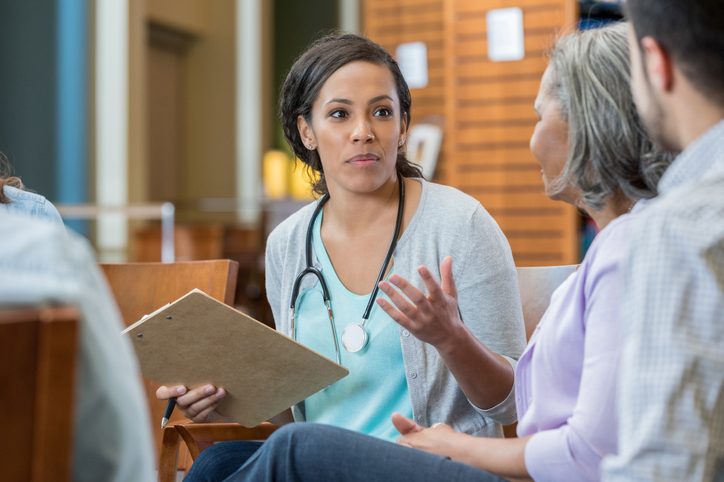 Doctor talking to patients about their end-of-life wishes