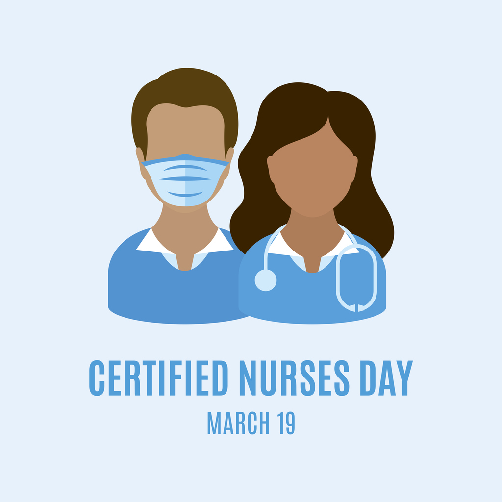 Male and female nurses in blue uniform vector. Man and woman nurses icon set vector. Certified Nurses Day Poster, March 19. Important day