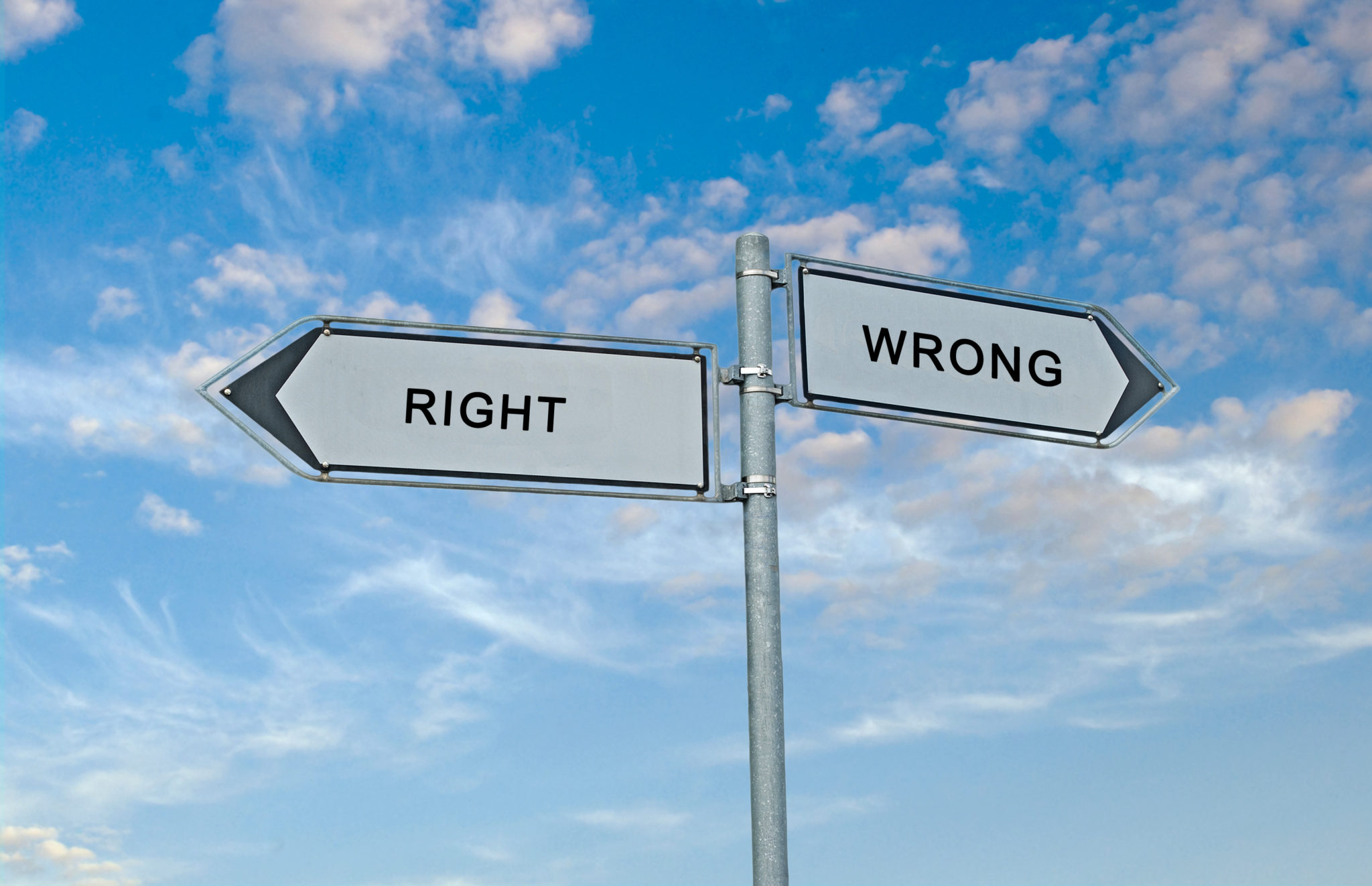 Road sign to right and wrong Road sign to right and wrong