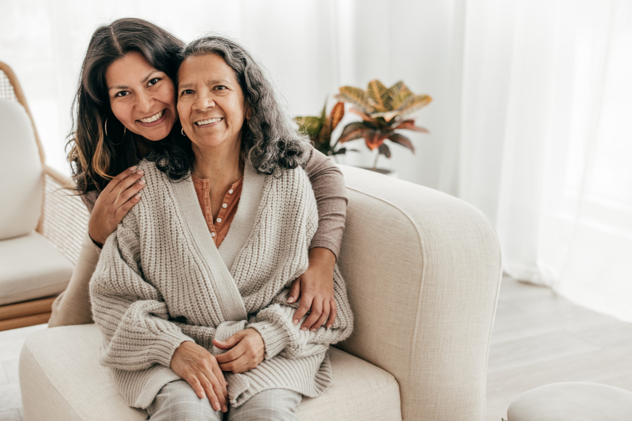 In-Home Care For Seniors Adult daughter caring for Elderly Parent