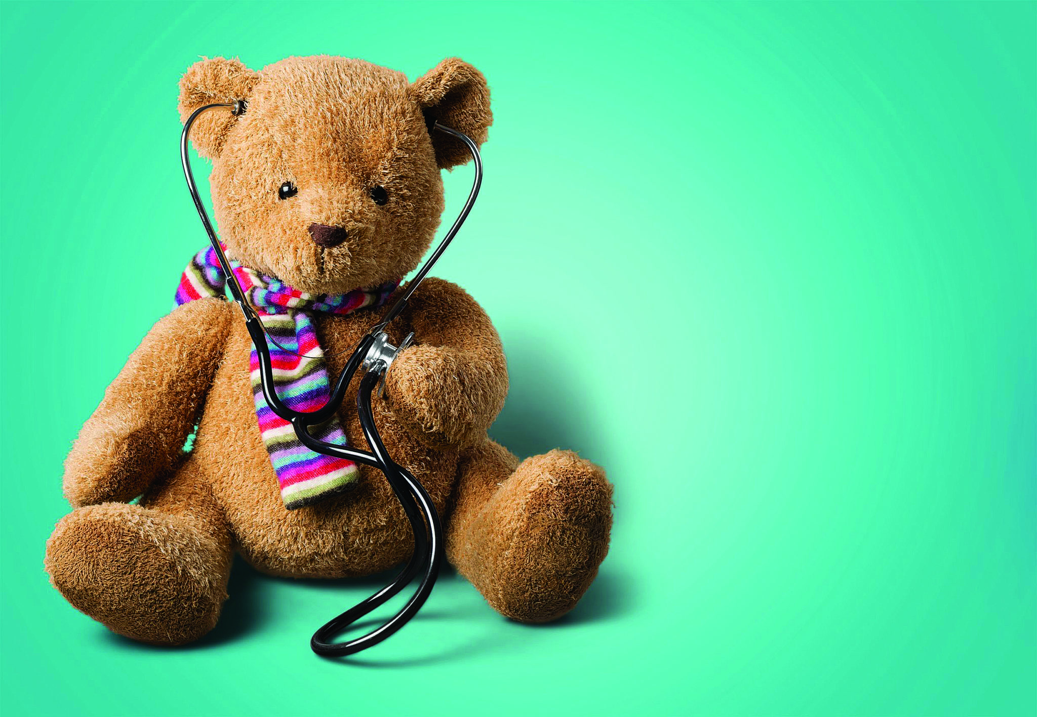 Teddy bear, recovery, stethoscope. Teddy bear with stethoscope