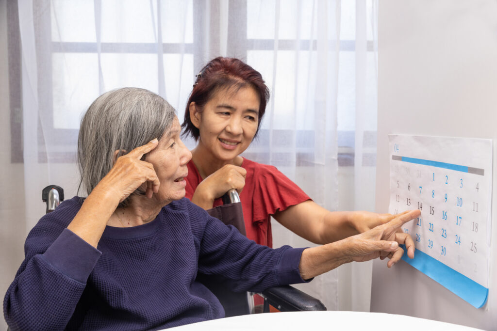 Read a calendar therapy exercises used by dementia patients