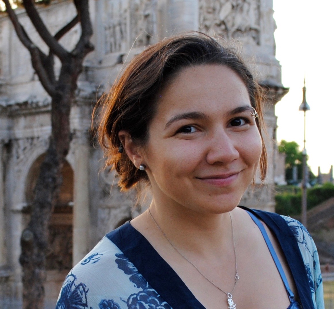 Woman standing in front of a church in Rome