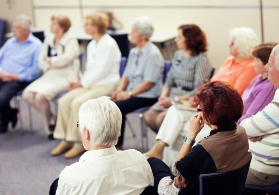 Seniors in the community center Seniors on the seminar