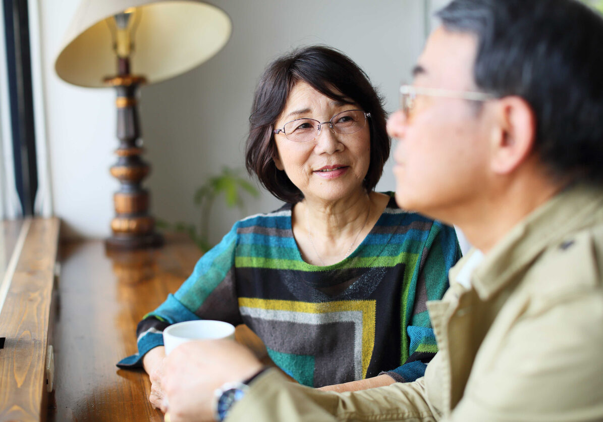 The wife who looks at her husband who has Alzhiemer's dieases