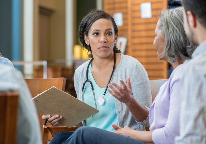 Doctor talking to patients about their end-of-life wishes